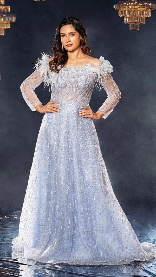 Wedding Ethnic Gowns For Reception Buy Golden Mirage Embellished Bridal  Gown Online  Roopkala