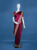 Wine Floral Embroidery Bridal Banarasi Silk Saree - Diadem