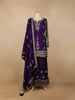 Dark Purple Crepe Geometric Palazzo Salwar Suit - Diadem