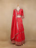 Red Tissue Organza Floral Designed Bridesmaid Lehenga - Diadem