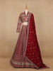 Dark Red Georgette Floral Designed Bridesmaid Lehenga - Diadem