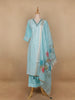 Sky Blue Floral Designed Cotton Salwar Suit - Diadem