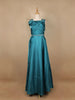 Teal Green Solid Design Organza Party Wear Gown - Diadem