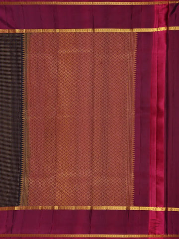 Black Checkered Woven Pure Kanchipuram Silk Saree - Diadem