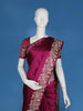 Wine Floral Embroidery Bridal Banarasi Silk Saree - Diadem