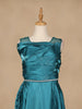 Teal Green Solid Design Organza Party Wear Gown - Diadem