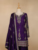 Dark Purple Crepe Geometric Palazzo Salwar Suit - Diadem