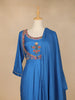 Blue Floral Embroidery Cotton Rayon Straight Cut Salwar Suit - Diadem