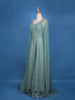 Turquoise Green Net Sequins And Beads Embroidery Party Wear Gown - Diadem