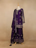 Dark Purple Crepe Geometric Palazzo Salwar Suit - Diadem