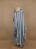 Blue Grey Floral Designed Semi Silk Salwar Suit - Diadem