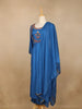 Blue Floral Embroidery Cotton Rayon Straight Cut Salwar Suit - Diadem