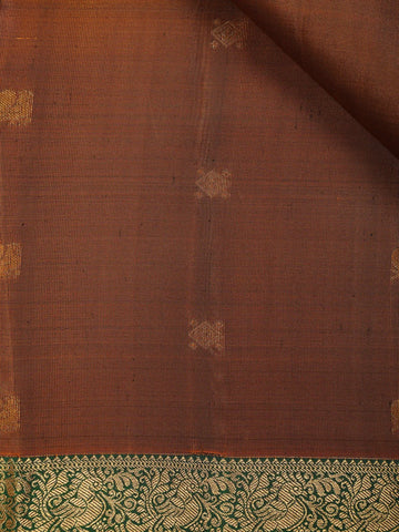 Brown Buttas Woven Pure Kanchipuram Silk Saree - Diadem
