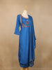 Blue Floral Embroidery Cotton Rayon Straight Cut Salwar Suit - Diadem
