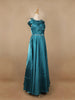 Teal Green Solid Design Organza Party Wear Gown - Diadem