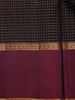 Black Checkered Woven Pure Kanchipuram Silk Saree - Diadem