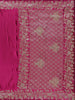 Wine Floral Embroidery Bridal Banarasi Silk Saree - Diadem
