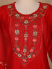 Red Floral Designed Raw Silk Salwar Suit - Diadem