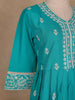 Blue Floral Designed Cotton Salwar Suit - Diadem