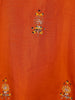Orange Floral Designed Raw Silk Dhoti Salwar Suit - Diadem