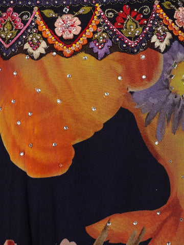 Black Floral Embroidered Chiffon Bridesmaids Lehenga - Diadem