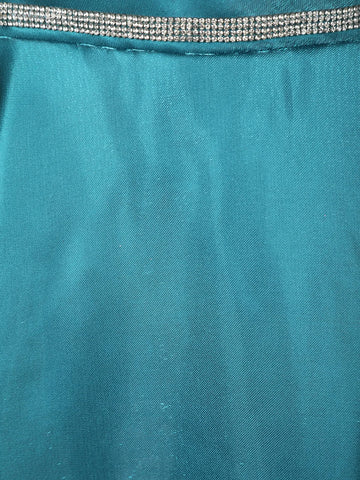 Teal Green Solid Design Organza Party Wear Gown - Diadem