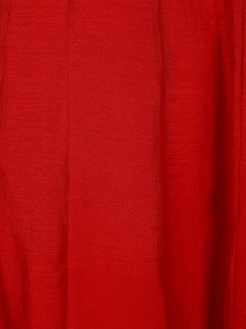Red Floral Designed Raw Silk Salwar Suit - Diadem