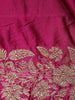 Wine Floral Embroidery Bridal Banarasi Silk Saree - Diadem