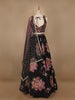 Black Floral Designed Semi Silk Bridesmaid Lehenga - Diadem