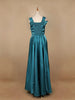 Teal Green Solid Design Organza Party Wear Gown - Diadem