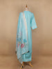 Sky Blue Floral Designed Cotton Salwar Suit - Diadem