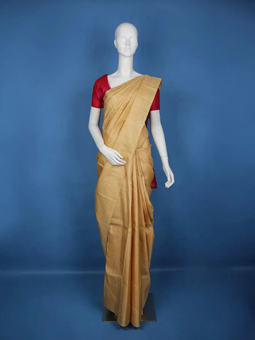 Beige Golden Zari Woven Kanchipuram Silk Saree - Diadem
