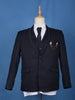 Midnight Blue Solid Men's Suit with Chain Brooch Detailing - Diadem