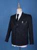Midnight Blue Solid Men's Suit with Chain Brooch Detailing - Diadem
