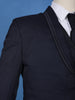 Midnight Blue Solid Men's Suit with Chain Brooch Detailing - Diadem