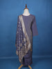 Blue Floral Designed Semi Silk Salwar Suit - Diadem
