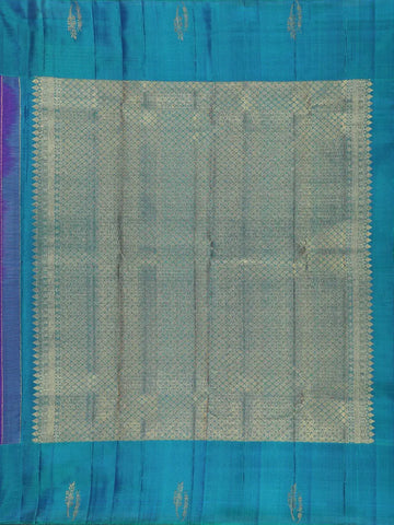 Blue Floral Woven Pure Kanchipuram Silk Saree - Diadem