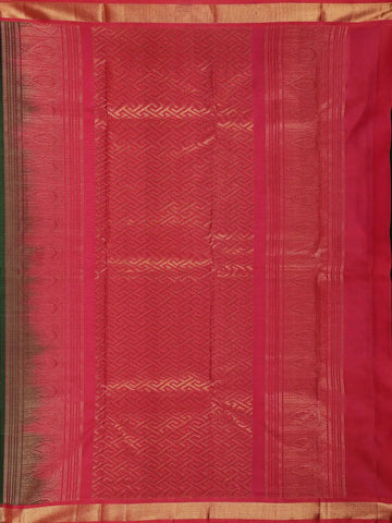 Bottle Green Paisley Motif Pure Kanchipuram Silk Saree - Diadem