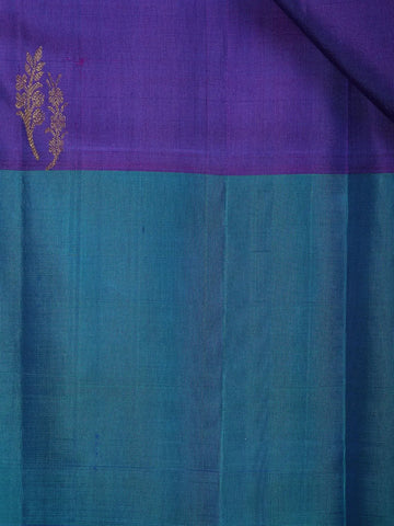 Blue Floral Woven Pure Kanchipuram Silk Saree - Diadem