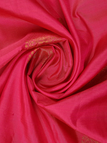 Bright Pink Floral Zari Woven Kanchipuram Silk Saree - Diadem