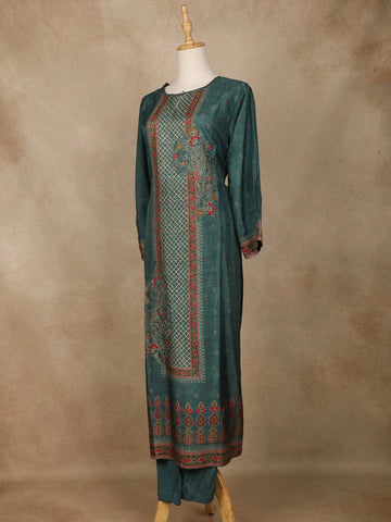 Green Chiffon Floral Designed Salwar Suit - Diadem