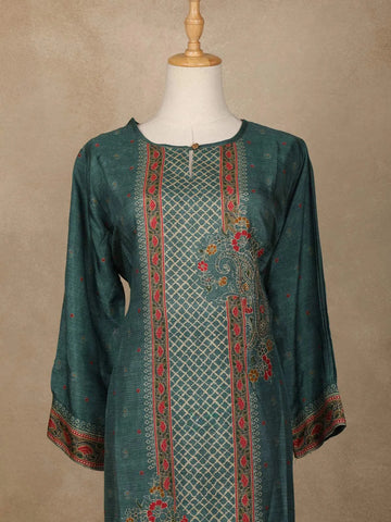 Green Chiffon Floral Designed Salwar Suit - Diadem