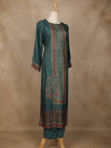 Green Chiffon Floral Designed Salwar Suit - Diadem