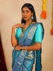 Blue Monotone Pure Kanchipuram Silk Saree - Diadem
