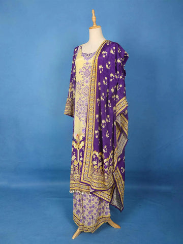 Dark Purple Crepe Anarkali Palazzo Salwar Suit - Diadem