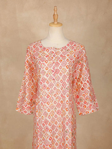 Peach Diamond Designed Cotton Kurti - Diadem