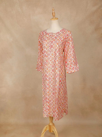 Peach Diamond Designed Cotton Kurti - Diadem