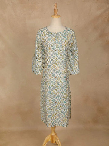 Grey Diamond Printed Cotton Kurti - Diadem