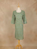 Green Checks Printed Cotton Kurti - Diadem