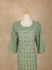 Green Checks Printed Cotton Kurti - Diadem